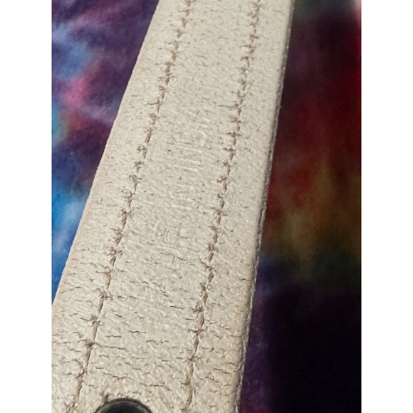 Calvin Klein Belt White Leather Floral Geometric Design India Large Vtg Boho main image 4